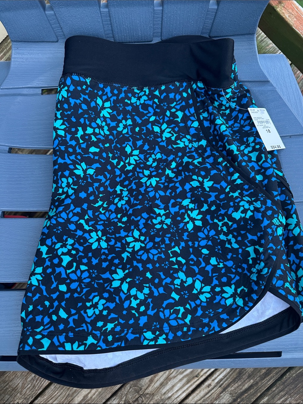Women's Floral Active Shorts, Blue Teal Print
